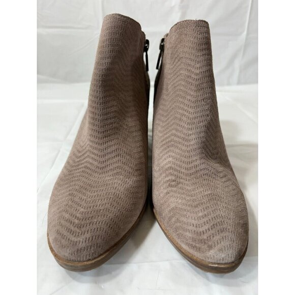 Lucky Brand Pickla Ankle Boots Booties Chevron Suede Beige Size 9M - Picture 5 of 12